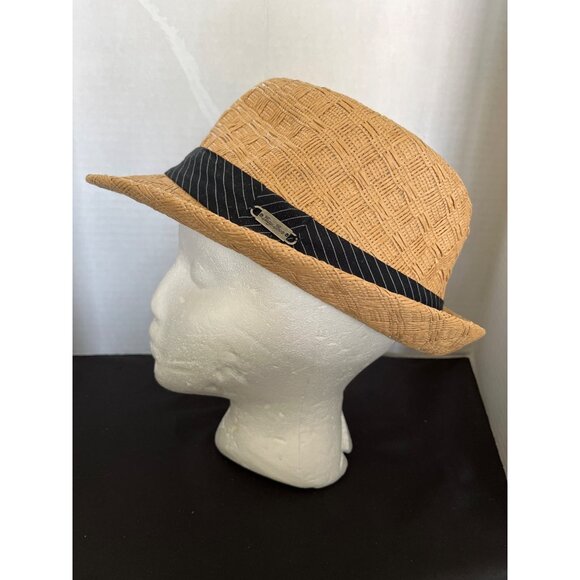 Lady Love Woven Fedora Style Straw Hat, Beach Hat Black Band Cloth Inside - Picture 10 of 13